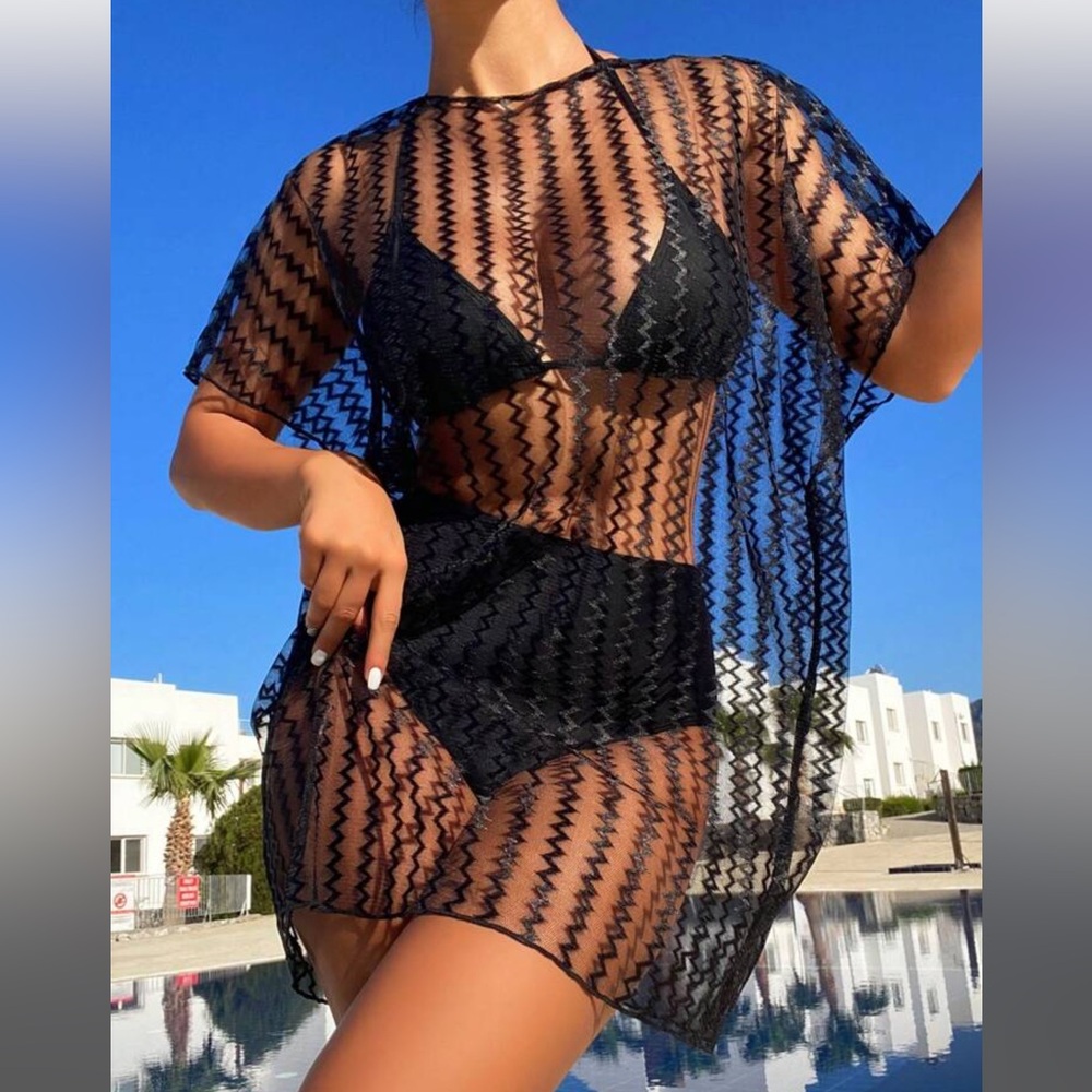 SHEIN swim cover up black NWOT